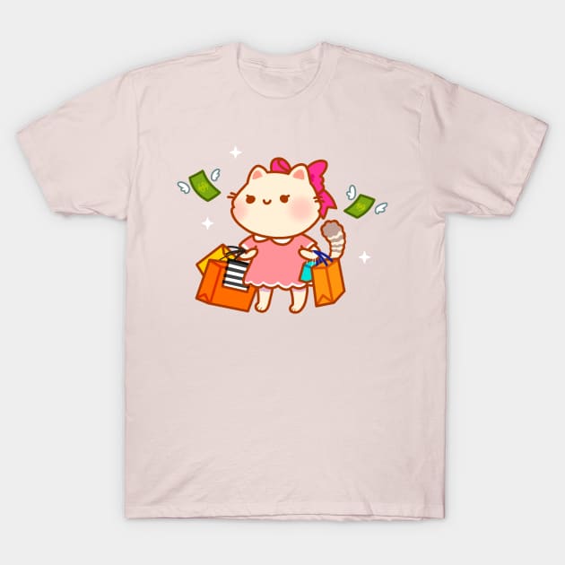 Retail Therapy Cat Shopping T-Shirt by vooolatility